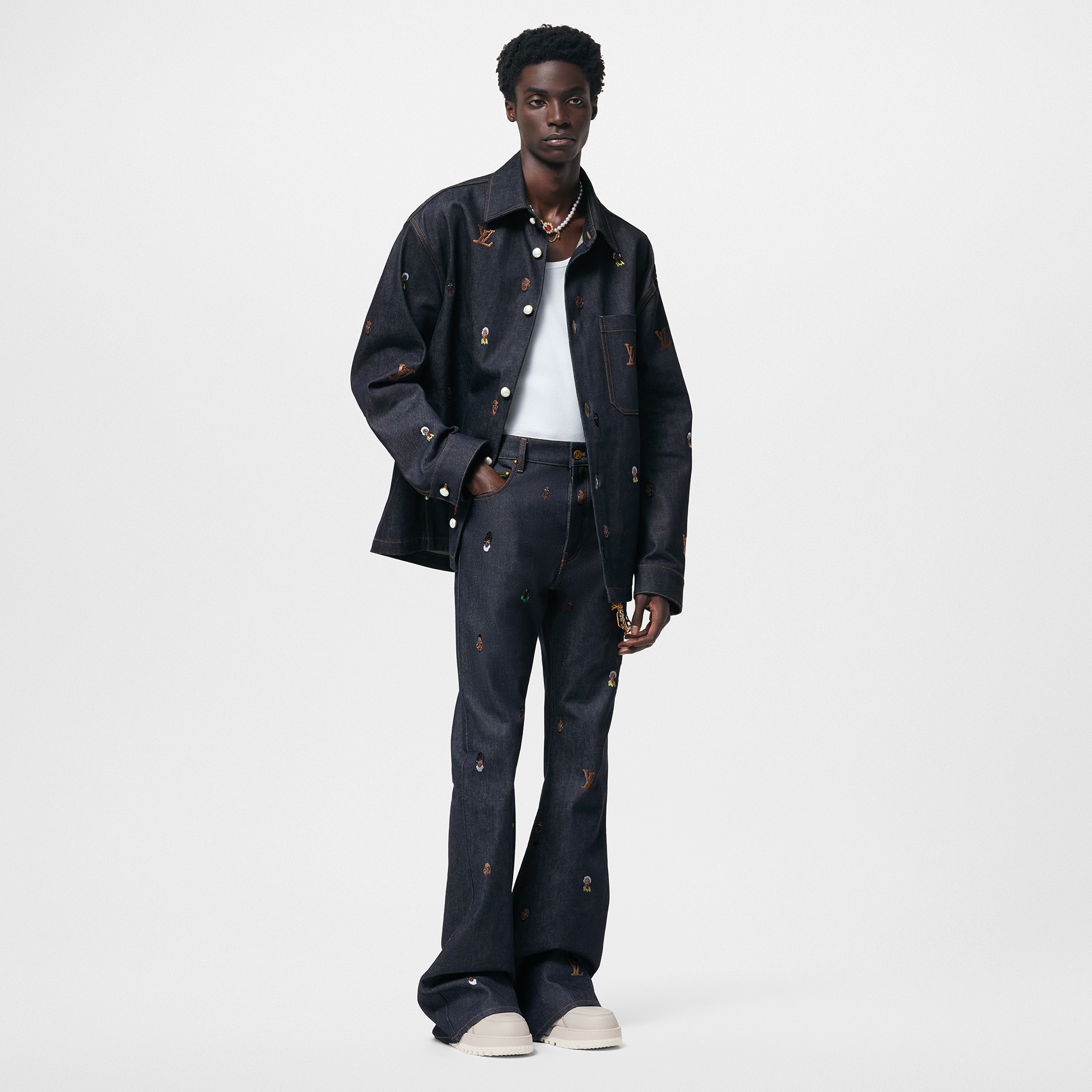 パンツ EMBROIDERED DENIM PANTS Japanese Embroidered Straight Hip Hop Trousers Mens Jeans